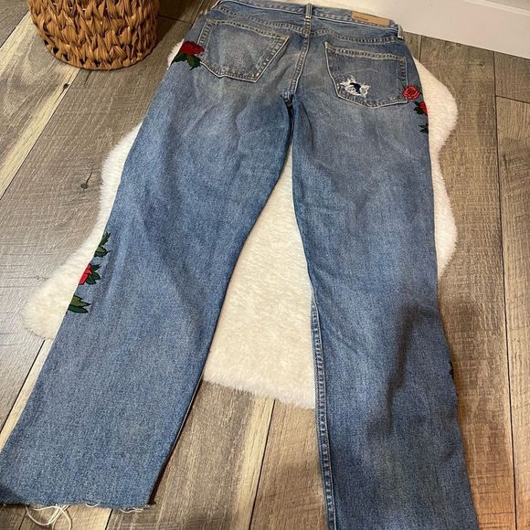 Grlfrnd x Revolve High Rise Straight Day After Day Embroidered Rose Peppers - Picture 8 of 9